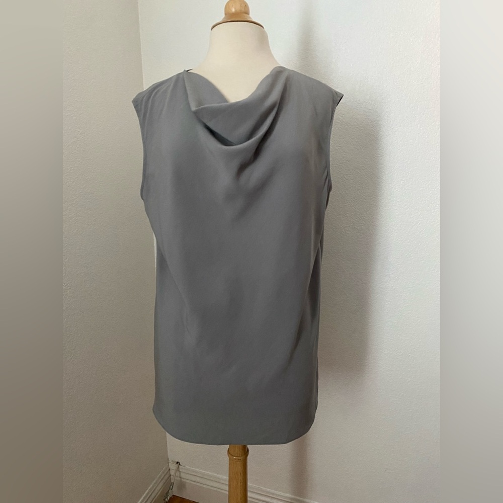 MM Lafleur Gray Cowel Neck Sleeveless Chic Blouse Size +1